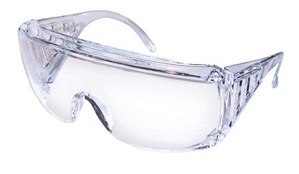 Yukon Clear Uncoated Large Safety Glasses (12/bx) from the 98 Series. Contemporary wrap-around style with enhanced angular coverage. Molded-in brow guard and vented side shields. Uncoated version for cost savings. Over the Glass (OTG) compatible. Meets or exceeds ANSI Z87+ and CSA Z94.3 standards.
