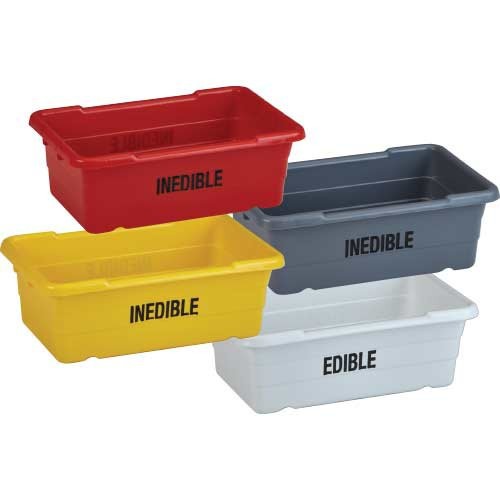 Food Handling Containers, Cross-Stacking & Nesting, 25"x 16" x 8.5", Gray W/ Inedible Print (1/ea)