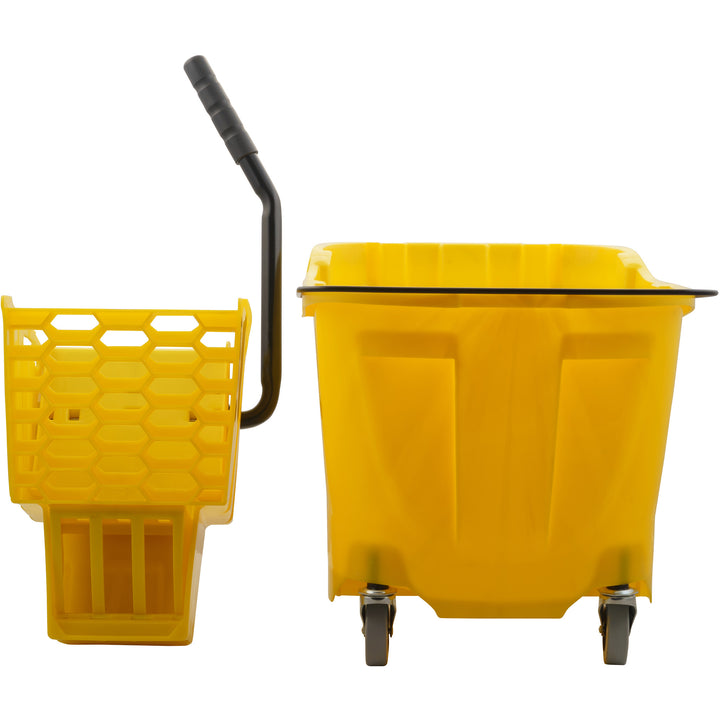 Techniclean Products Color Coded Mop Bucket for Janitorial Sanitation work Yellow Split View
