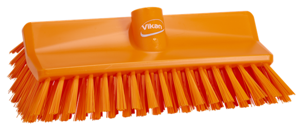 Remco 10" Medium Scrub Brush broom from Techniclean Orange