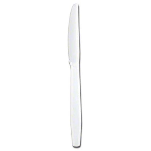 Medium Weight Knife in bulk pack of 1000, made from durable polypropylene, ideal for one-time use. Clean and neutral white color for versatile use.