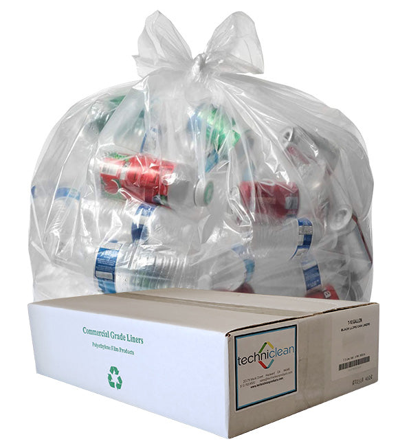 24 x 33 16 Gallon 1mil Clear Trash Bags 500/cs