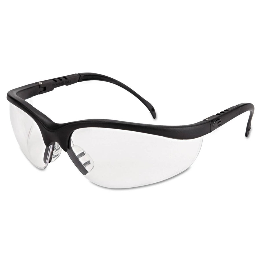 Klondike Clear Anti-fog Safety Glasses – Box of 12 stylish and comfortable safety glasses with adjustable temples and anti-fog lenses. Available in matte black or blue frame finish.