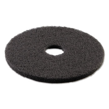 20" Black Stripping Floor Pad for use with rotary floor machines. Efficiently removes tough finish, dirt, and buildup. Ideal for commercial, industrial, and residential spaces.