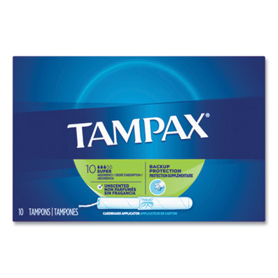Feminine Hygiene Tampons - 10 tampons per box with LeakGuard™ skirt, Anti-Slip Grip, and FormFit for comfort and protection.