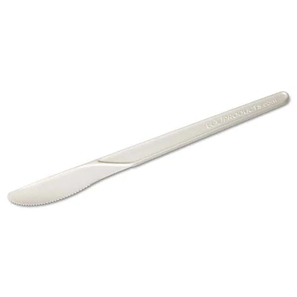 KNIVES by Plantware are Renewable & Compostable – Case of 1000 compostable knives, 6 inches each. Sustainable and sturdy for versatile use in an eco-friendly kitchen or event.