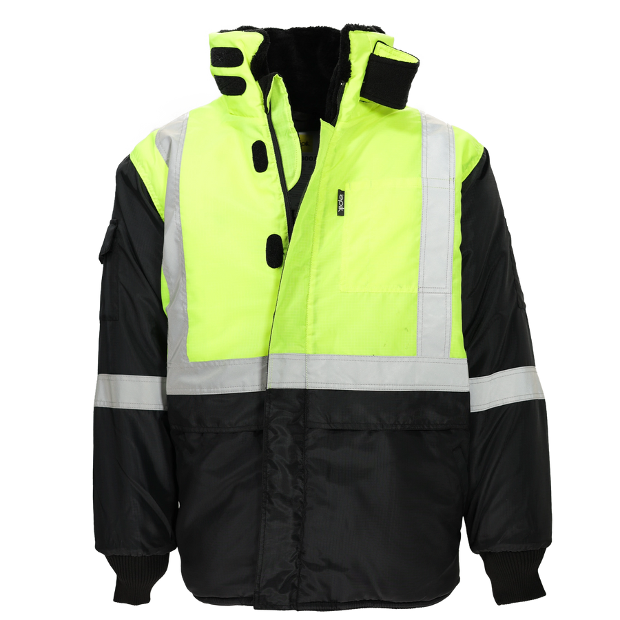 Reflex Pro Jacket - Hi-Vis Yellow freezer jacket with reflective piping and double pockets.