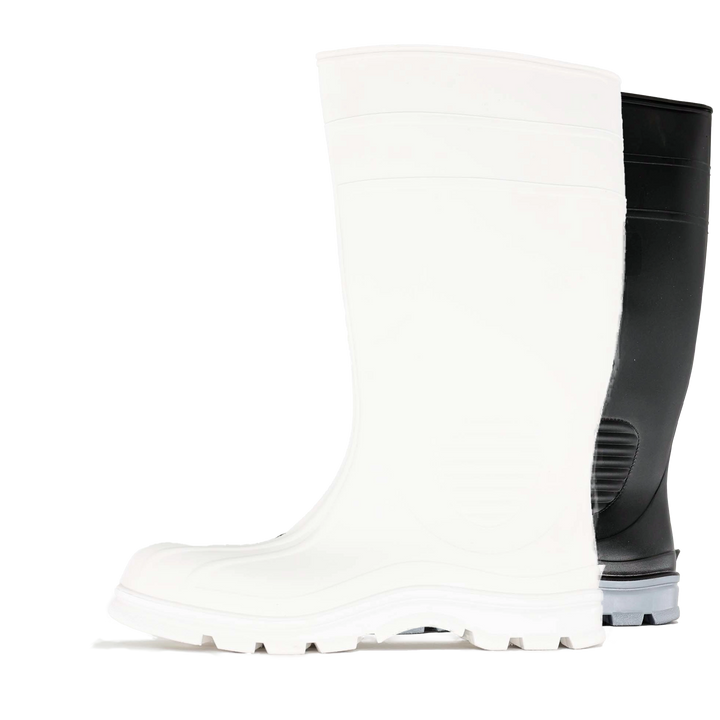 Stride Safety Boot - Durable, slip-resistant, and waterproof with a composite safety toe for added protection. In black or white. Available in various sizes, they are suitable for workers in different industries.