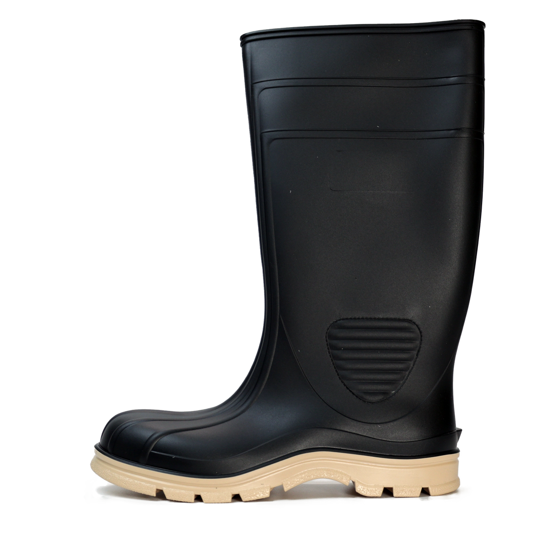 The Stride Sanitation Boot in black is a multipurpose rubber work boot.