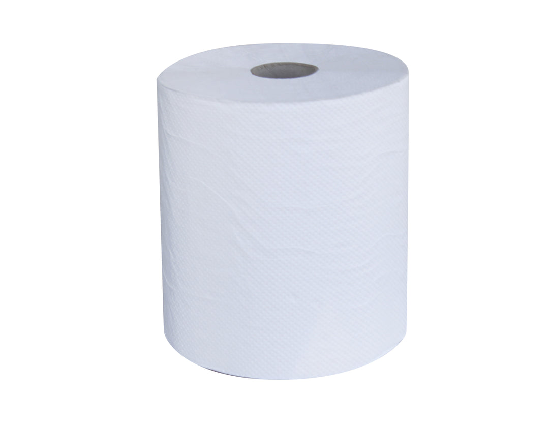 Techniclean Paper Towels Value 800' White Roll Towel (6/case) Food Safety Supplier Front single roll