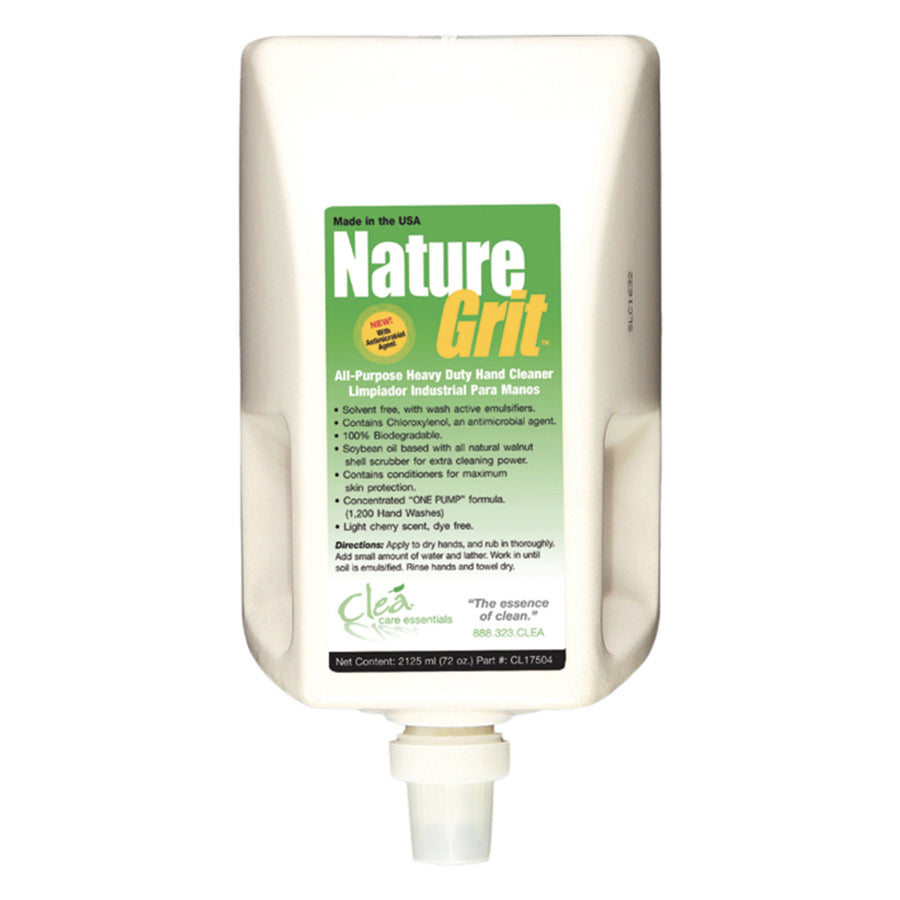 Cleá Nature Grit Heavy Duty Hand Cleaner in 2125ml bottles (4/cs), perfect for industrial use, compatible with the CL171DG dispenser (SKU).