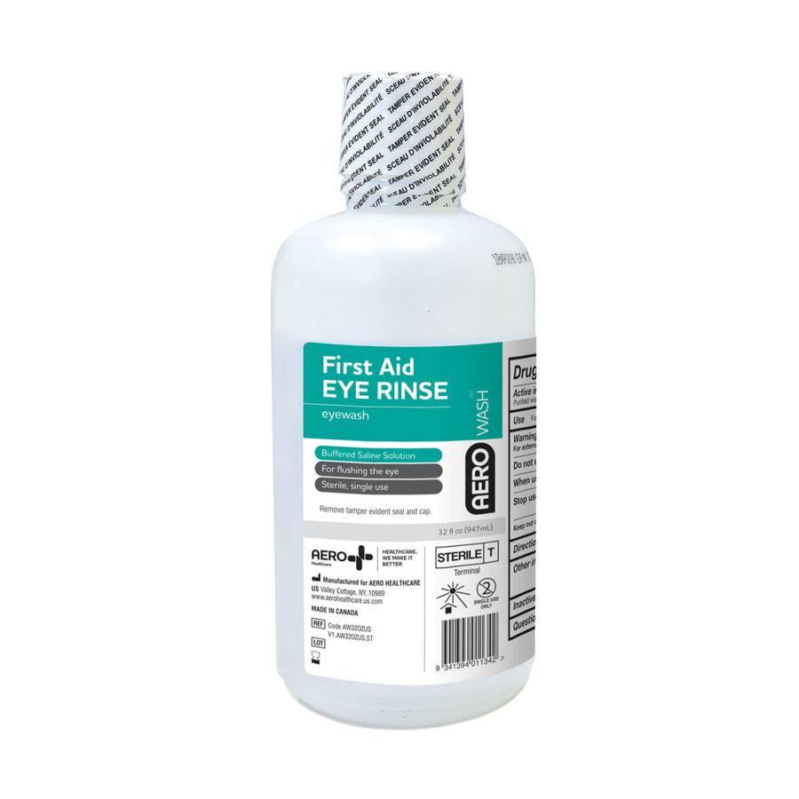 Eyewash Flush Refill 32oz - Sterile Buffered AeroWash™ Eyewash for quick relief. 32 oz container. Case of 12 bottles.