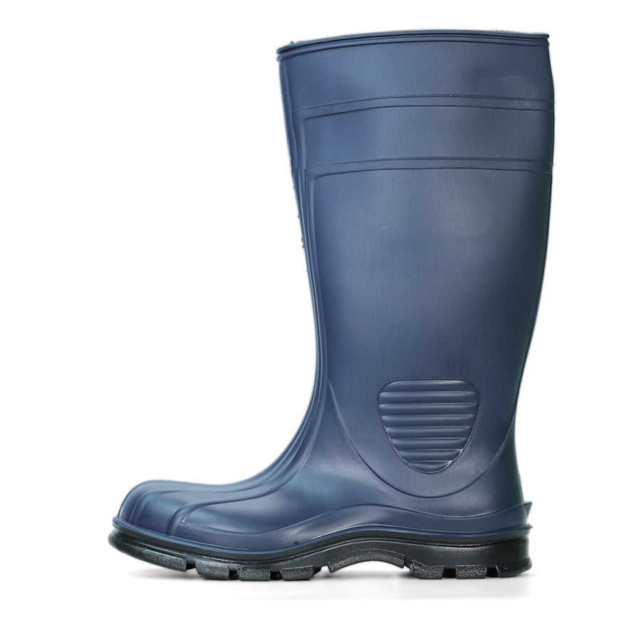 Line Boot - Industrial-grade PVC, slip-resistant, durable, and comfortable. Available in Blue and Black colors with steel and plain toe variants.