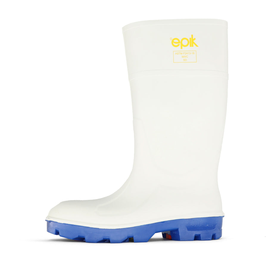 Tread Safety Boot in white with one-piece polyurethane construction, composite safety toe, and slip-resistant sole.
