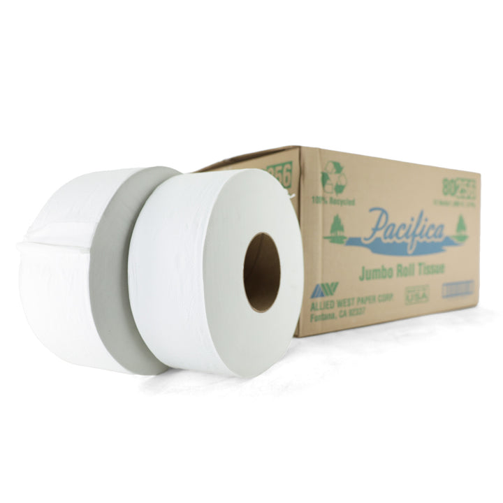 Techniclean Pacifica White Jumbo Roll Bathroom Tissue, 1000 ft (12/case) Food Safety Janitorial Pair