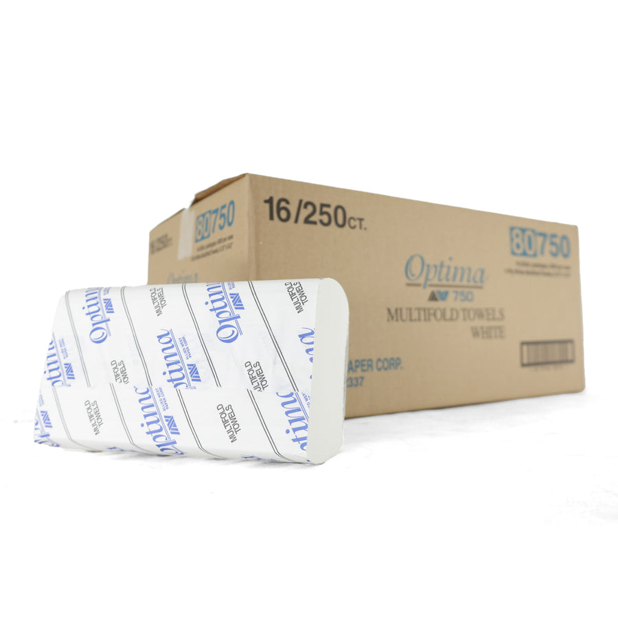 Premium White Multifold, 1-Ply by Techniclean Products. 4000 sheets in a case, each measuring 9.15" x 9.5". Ideal for janitorial, sanitation, and food service needs.