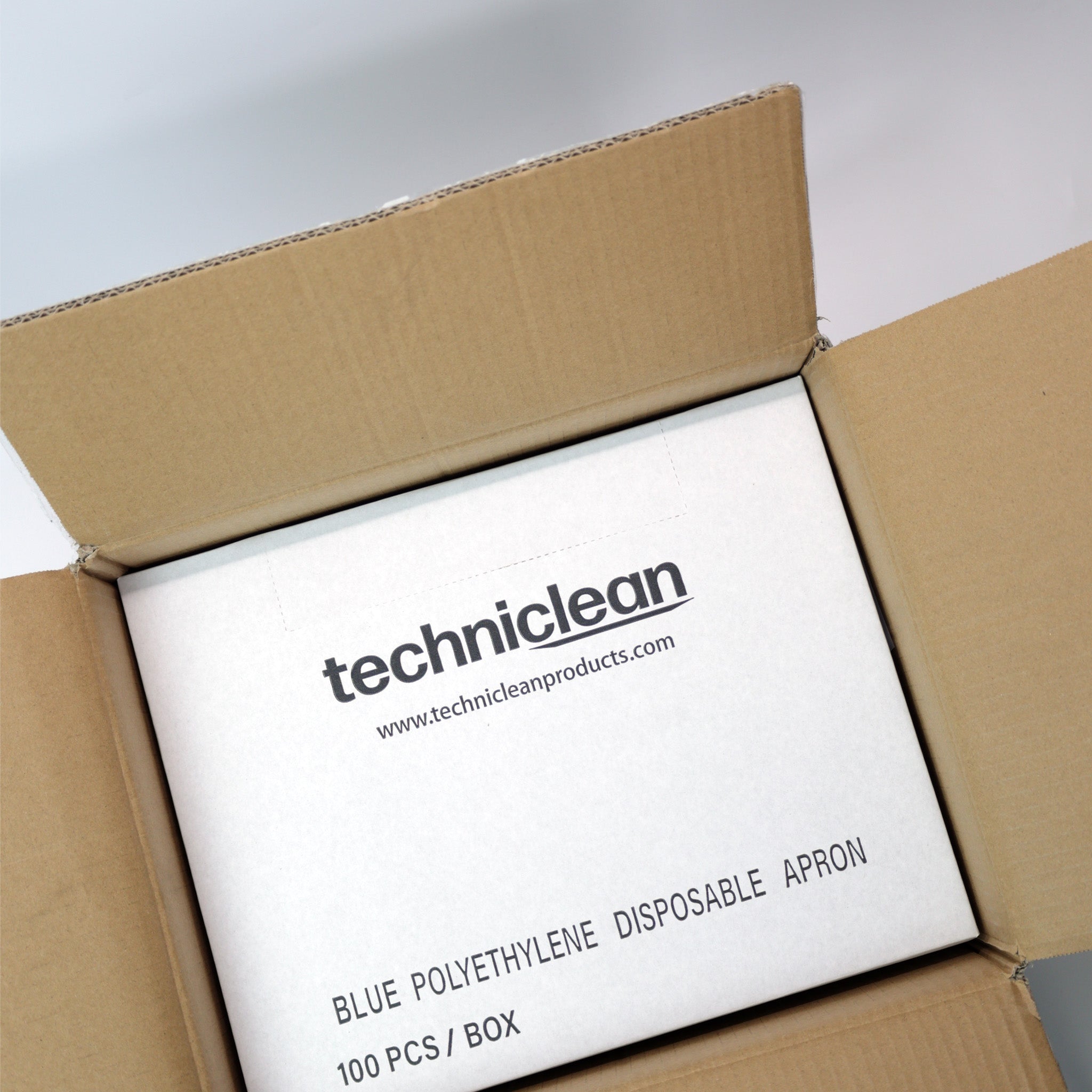Techniclean Box blue polyethylene disposable apron
