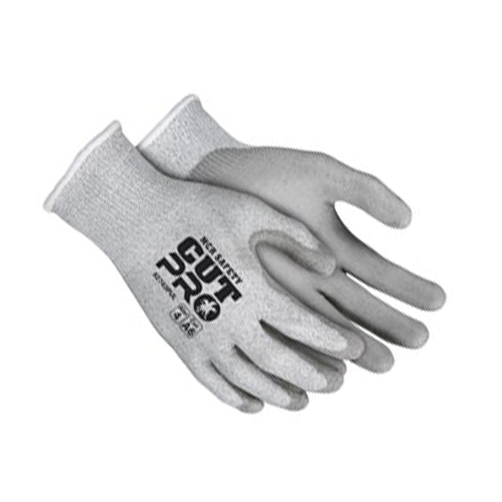 MCR Safety's Cut Pro® 92743PU Cut Resistant Work Glove: Designed for superior hand protection, this glove combines a 13-gauge HyperMax® shell with a gray polyurethane-coated palm and fingertips. Offers excellent cut and abrasion resistance. 12pair/pack