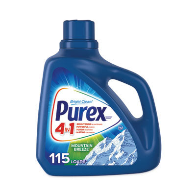 Purex Liquid Laundry Detergent - Mountain Breeze scent, perfect for everyday tasks. Stain-fighting power keeps whites white and colors bright. Four 150oz bottles per case for lasting freshness