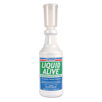 Liquid Alive Enzyme 32oz - Pack of 12. Versatile and effective drain cleaner for metal, plastic, and PVC pipes.
