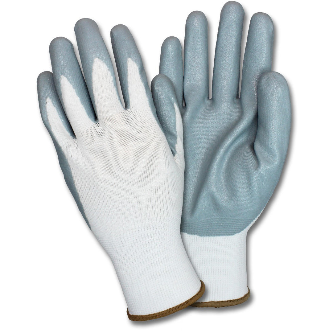 Guantes de punto revestidos grises/blancos (12/pr)