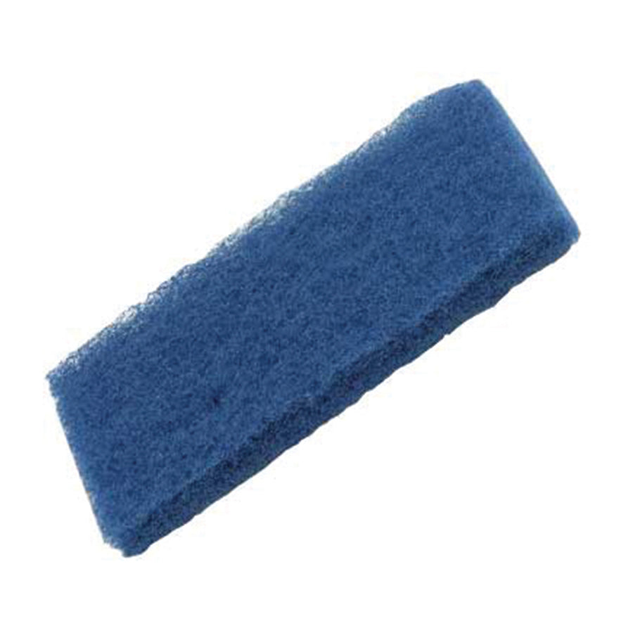 Medium Abrasion Floor Pad in Blue - Pack of 5 pads with a durable and vibrant design. Ideal for medium-duty cleaning tasks, measuring 10 x 4.5 x 0.875 inches.