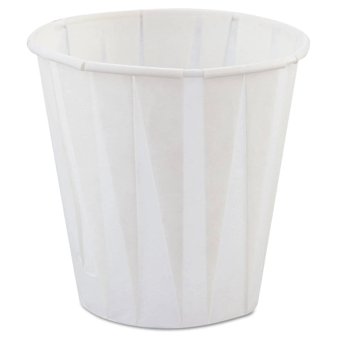 Pleated Paper Cups, 5 oz., White - 100 per Bag, 25 Bags per Case - 2500/case for convenient beverage service.