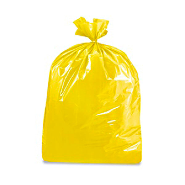 33" x 39" Yellow Low Density Can Liners - Heavy-duty liners for 33-gallon capacity. 1.5 mil thickness, FDA approved.