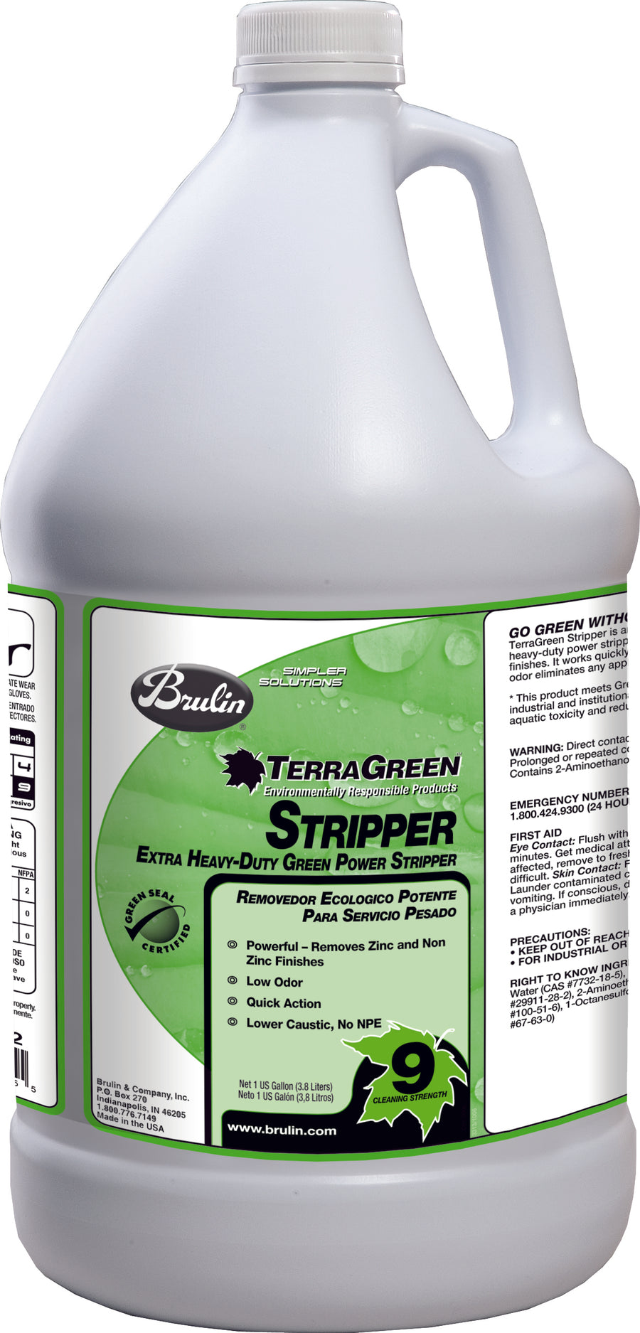 TerraGreen Power Floor Stripper – Green Seal Certified, powerful floor stripping solution in a case of four gallons. Low pH, low odor, and efficient.