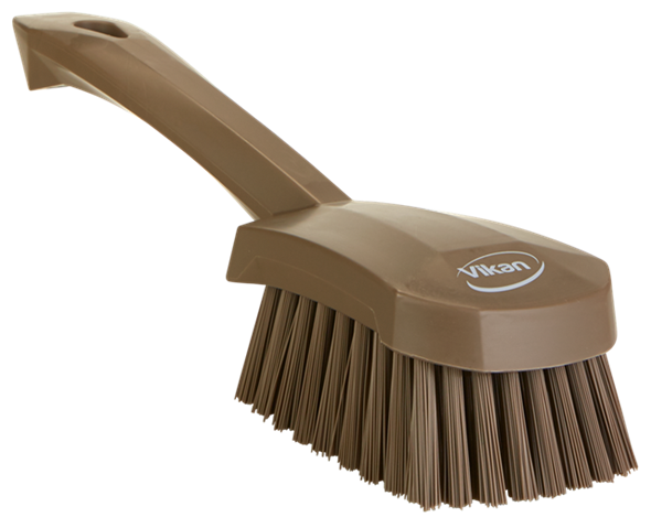 Stiff Washing Brush with a short, ergonomic handle for easy and effective cleaning.