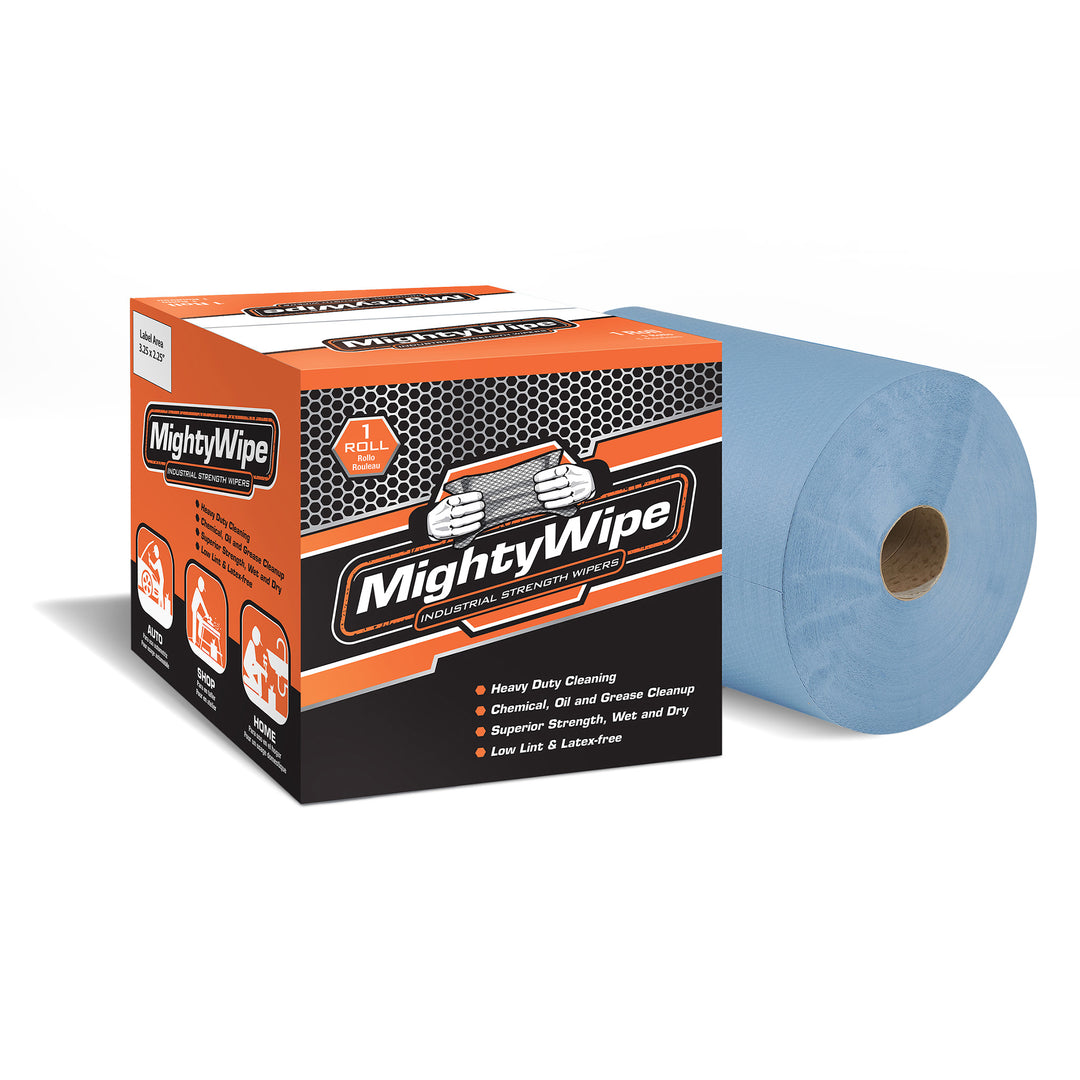 Blue Heavy Weight Wiper Roll, 12 x 12, 475' - Perforated Roll - MIGHTYWIPE® Powered - Superior Wiping Performance