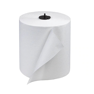 White Paper Towels roll - 1-ply, 7.75" x 700', designed for Tork Matic dispenser.
