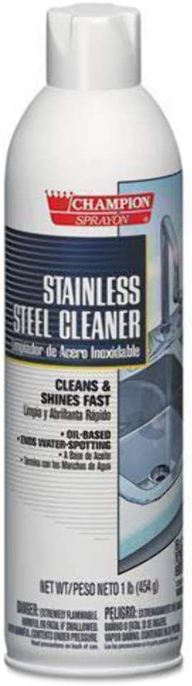 A 16oz can of Champion Sprayon Stainless Steel Cleaner.