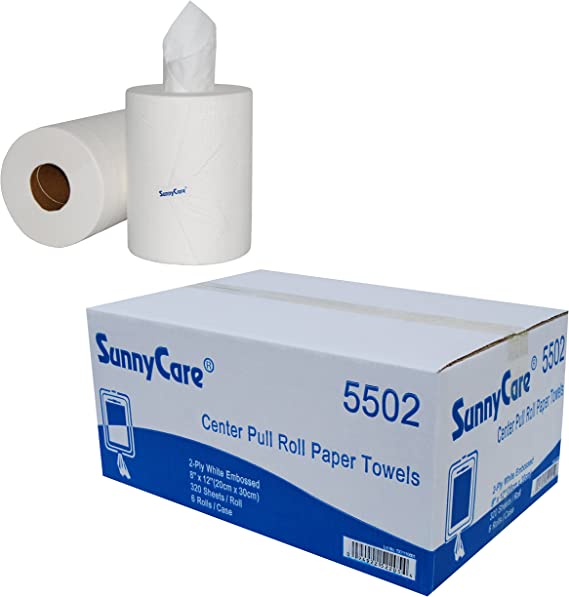 Universal Center Pull Hand Towels – Case of 6 rolls, 320 feet, 2-ply, 8" x 12" sheets.