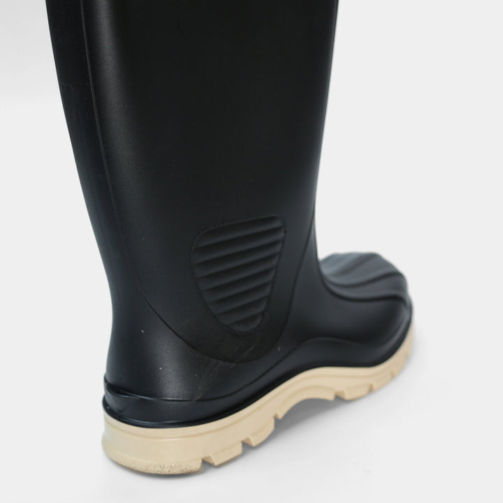 Stride Boot Black and Brown Plain rubber work boot single back heel