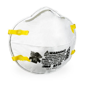 3M 8210 Particulate N95 Respirator - NIOSH approved, two-strap design, cushioning nose foam, lightweight construction.