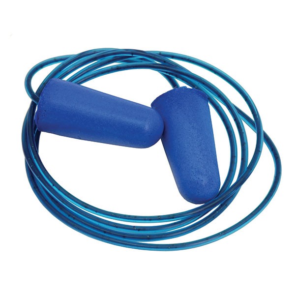 SoftSeal 33 M-Tek Metal Traceable Foam Earplugs – Tested for reliability, soft polyurethane for comfort. Metal beads and cord for added security. Ideal for food processing, bright blue for easy visual detection. Sold in boxes of 100.