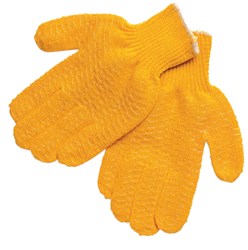 Orange PVC Knit Gloves With Criss-Cross Grip (12/pr)