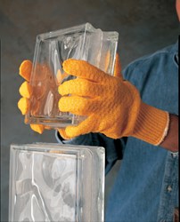 Guantes tejidos de PVC naranja con agarre entrecruzado (12/pr)
