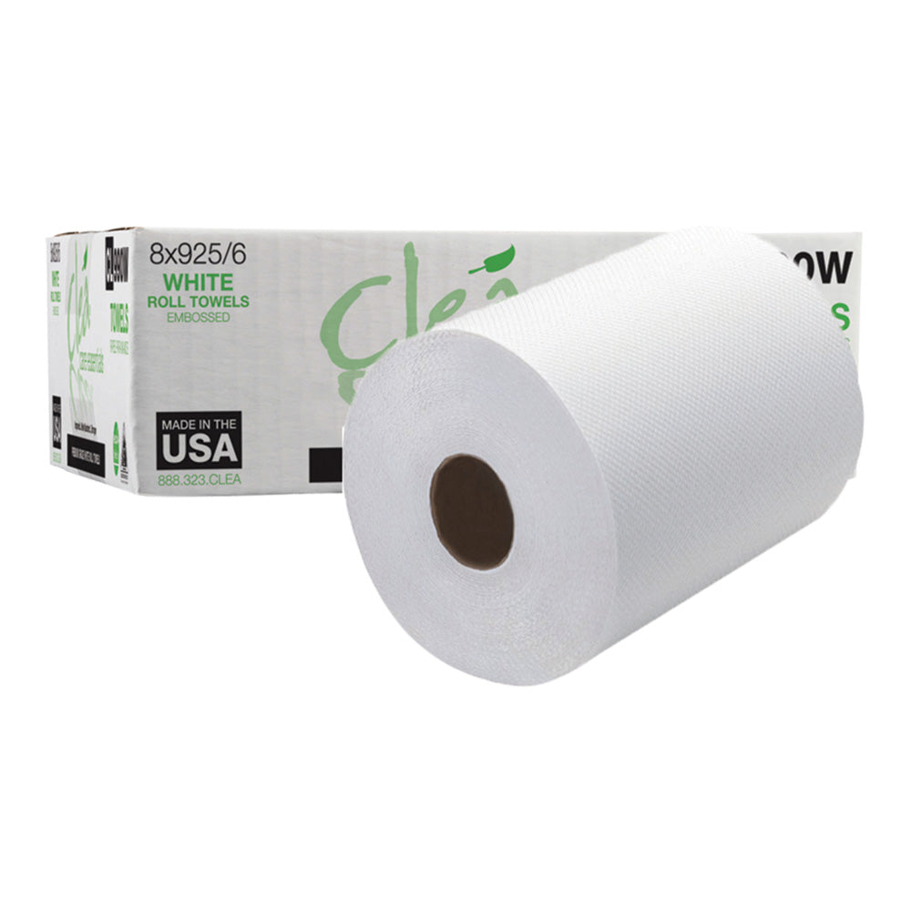 925' Cleá Premium Hand Towel Roll, White