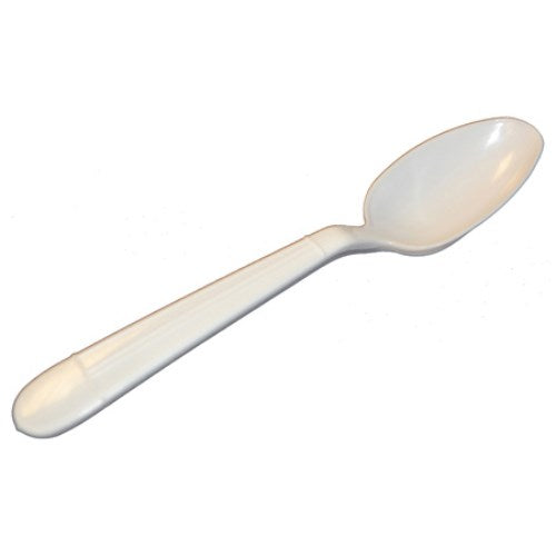 Case of 1000 white Polypropylene teaspoons, heavy-weight construction for durability. Suitable for a range of occasions.