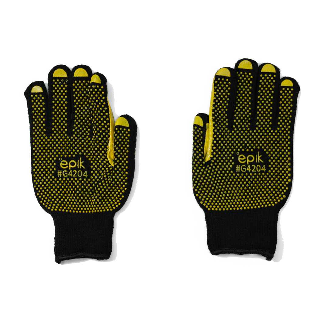 Highlander Gloves in Black and Hi-Vis Yellow, made from pre-laundered wool and nylon, with reinforced coating for durability.