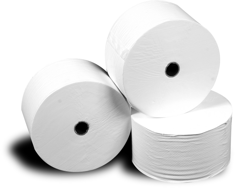 Cleá Compact Jumbo Premium Roll: Perforated, 2-ply, 2400 sheets, small core. Case of 12 rolls with 800 feet each.
