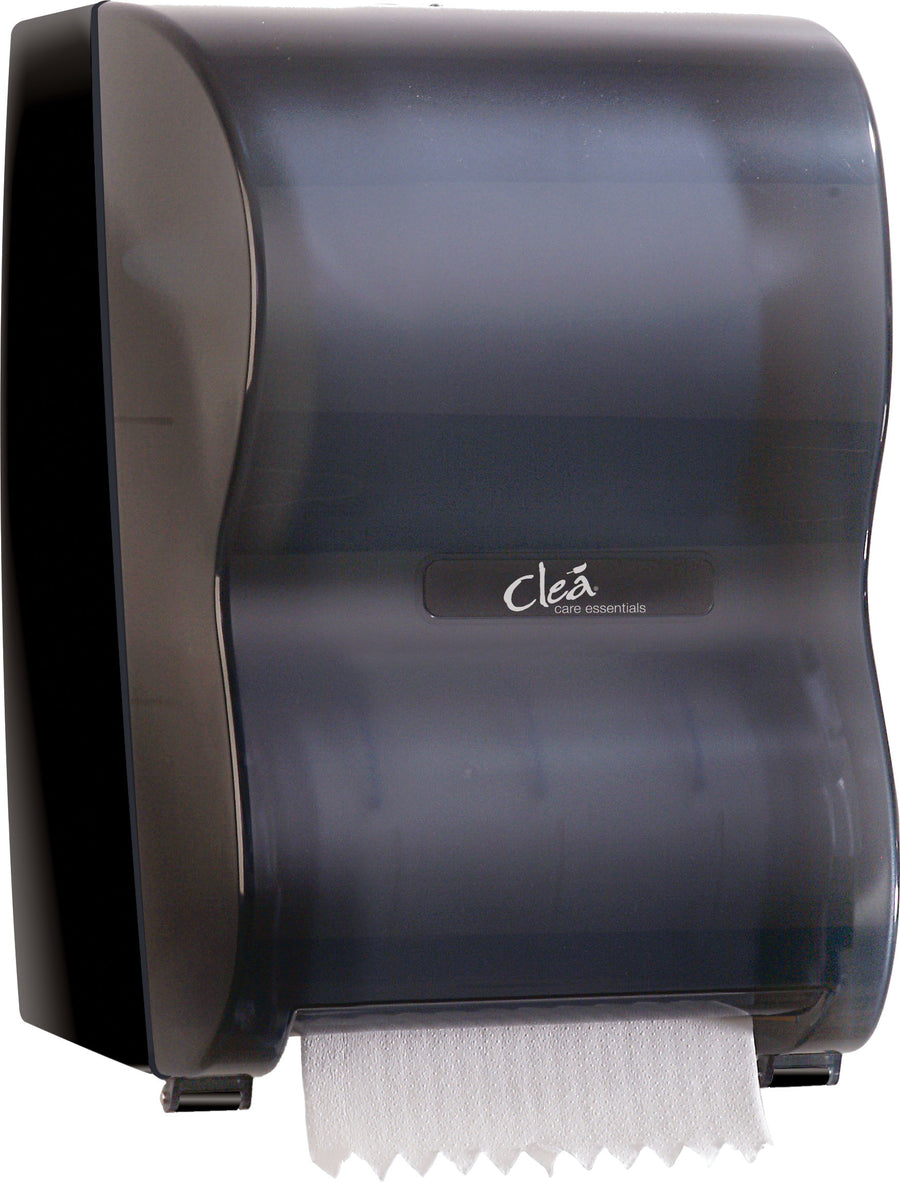 Clea No Touch 8" Hand Towel Dispenser - Motion-activated, hands-free dispenser compatible with Clea paper towels, perfect for maintaining hygiene and efficiency.