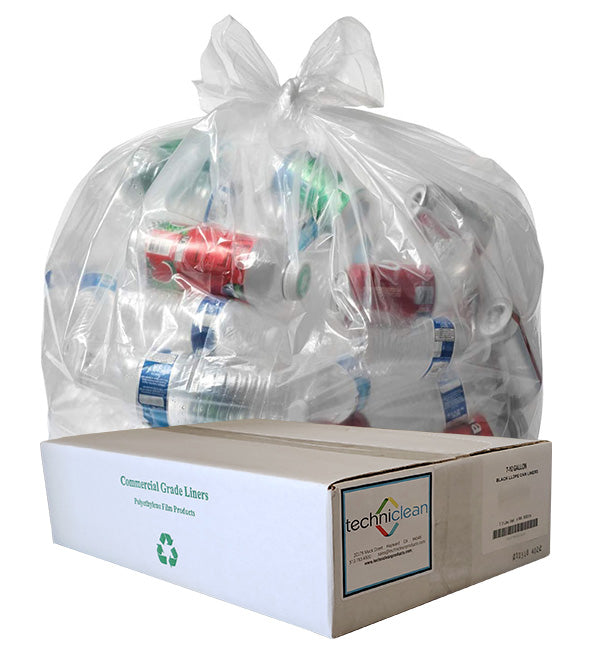 24"x 23" Low Density Clear Can Liners - Pack of 500 bags. Durable and reliable liners for 10-gallon capacity trash cans.