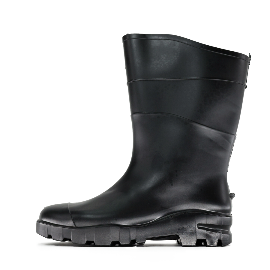 Versatile Mid-Height Economy Boot - Open thread for easy cleaning, one-piece construction for durability, and waterproof, slip-resistant rubber material.