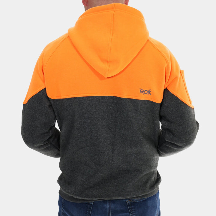 Epik Peak Zip Up Hoodie Hi Vis Orange Back