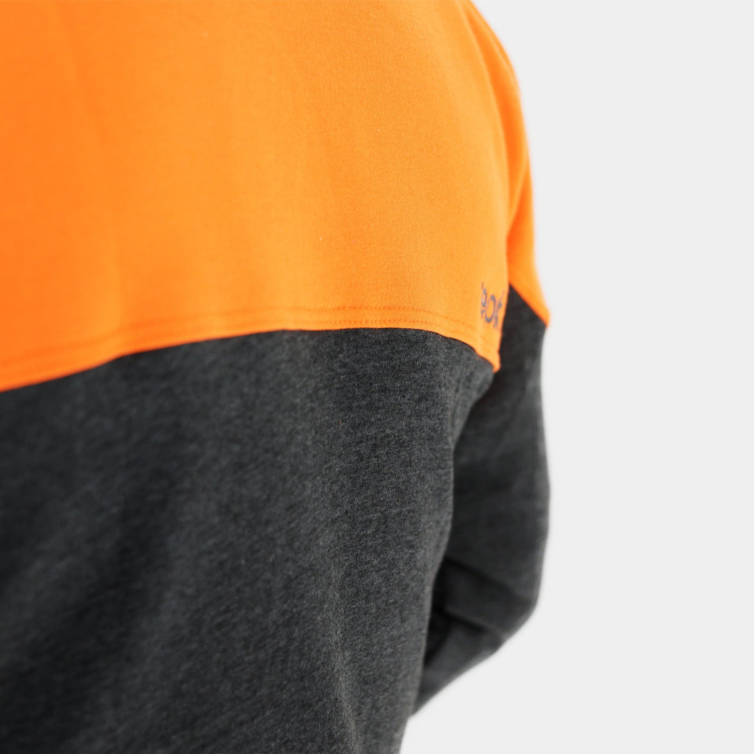 Epik Peak Zip Up Hoodie Hi Vis Orange back close up