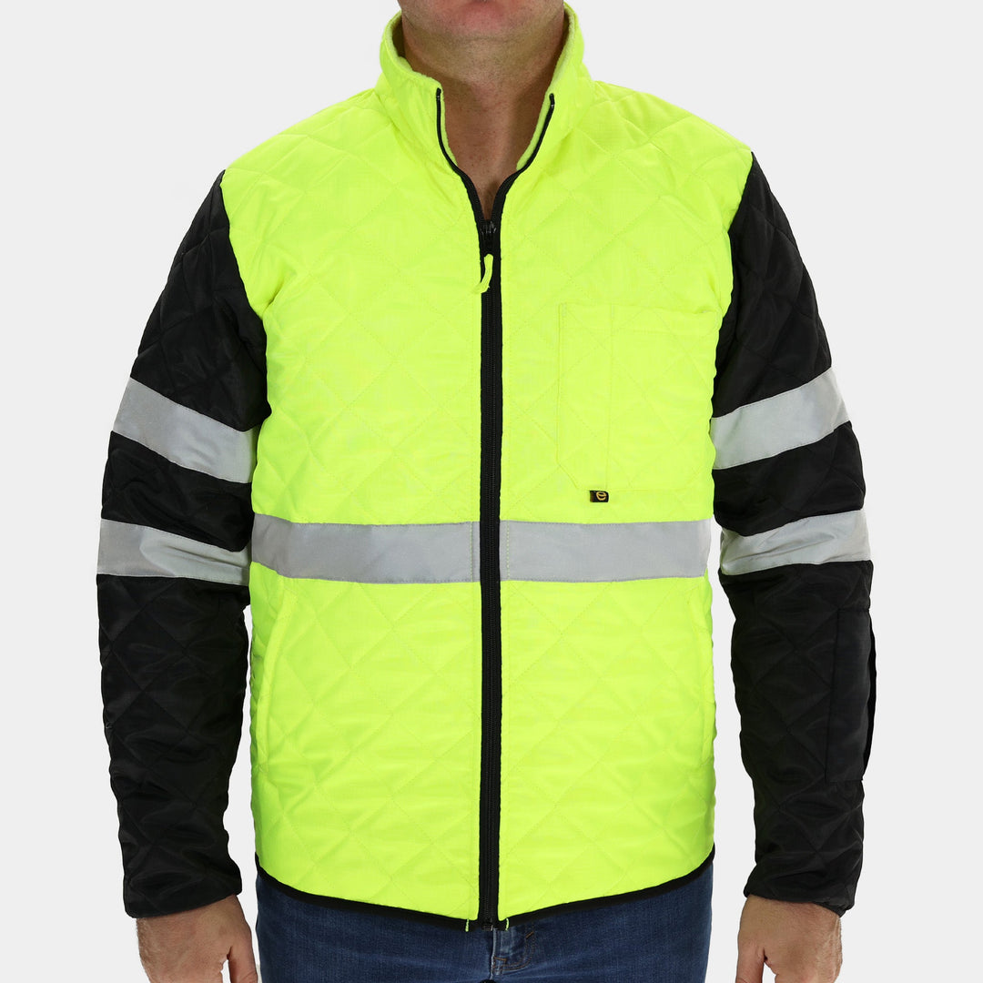 Epik Hi Vis Yellow Lime Agile Quilted ANSI Class 2 Jacket front