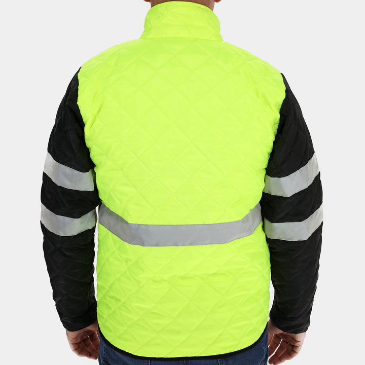 Epik Hi Vis Yellow Lime Agile Quilted ANSI Class 2 Jacket back